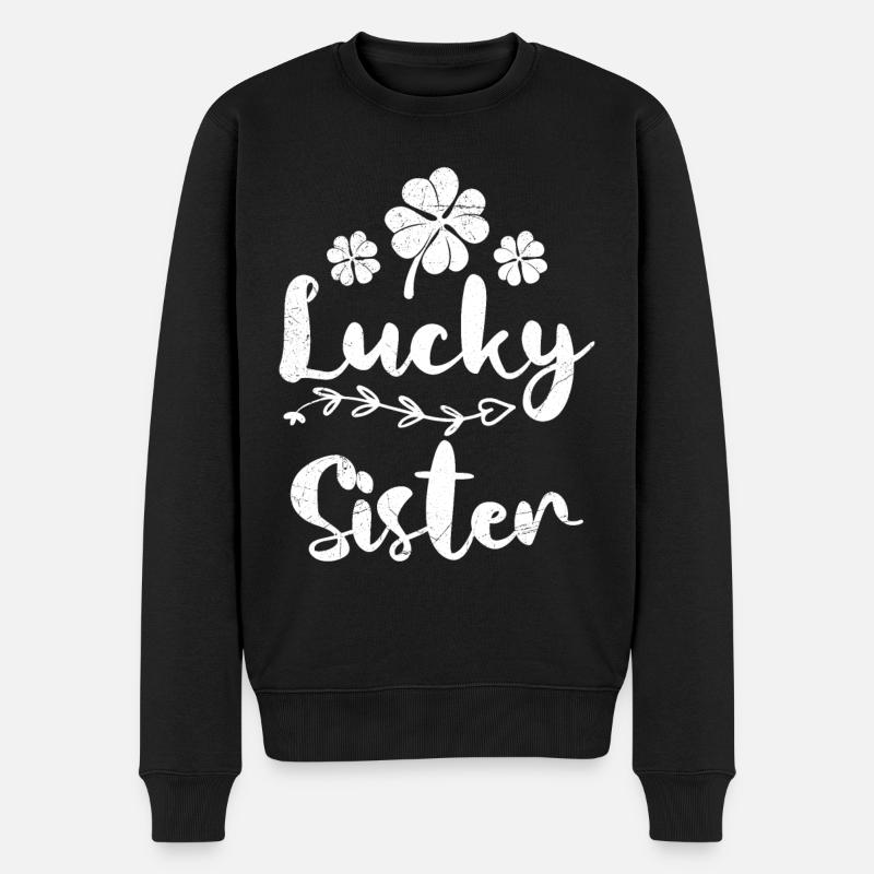 Sœur chanceuse Saint-Patrick Irlande Sœur - Pull Premium bio Homme - noir