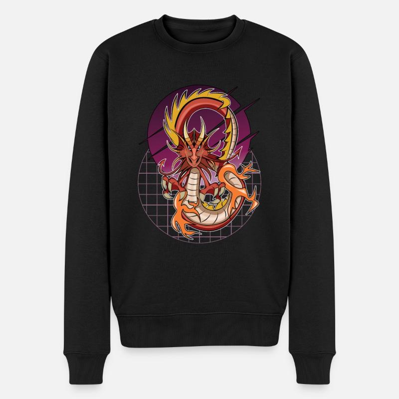 Drache Drago wyvern dragon taragon Japan Gamer - Männer Premium Bio Pullover - Schwarz