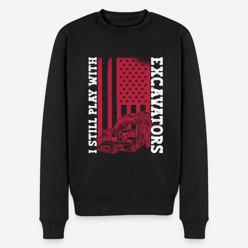Baggerfahrer Bagger États-Unis - Pull Premium bio Homme - noir