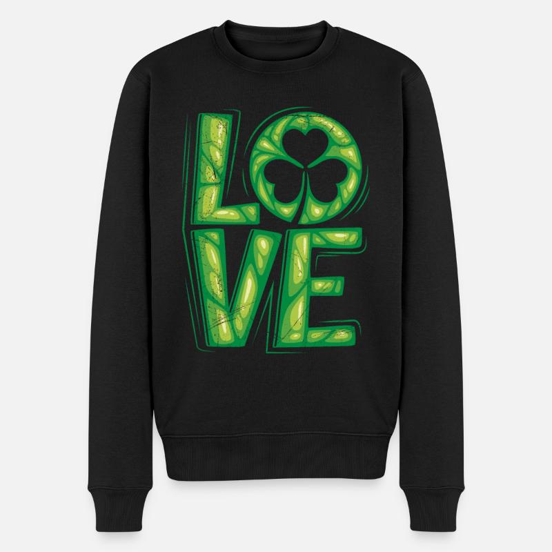 Trèfle porte-bonheur Saint-Patrick - Pull Premium bio Homme - noir