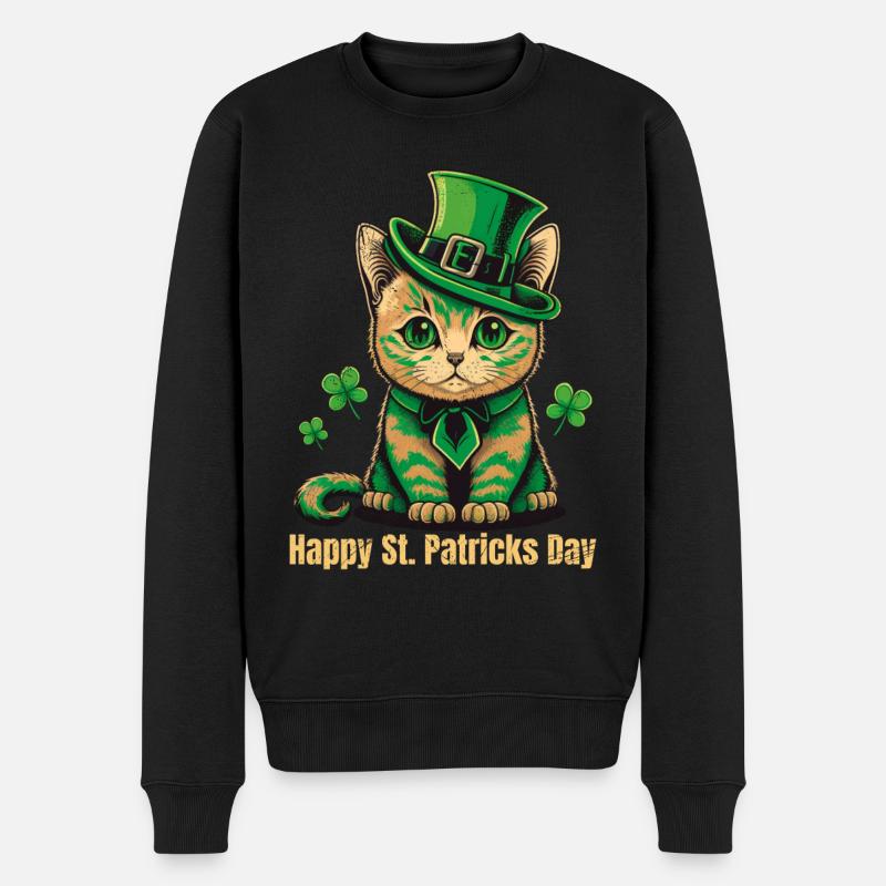 Bonne Saint-Patrick Chat irlandais vert - Pull Premium bio Homme - noir
