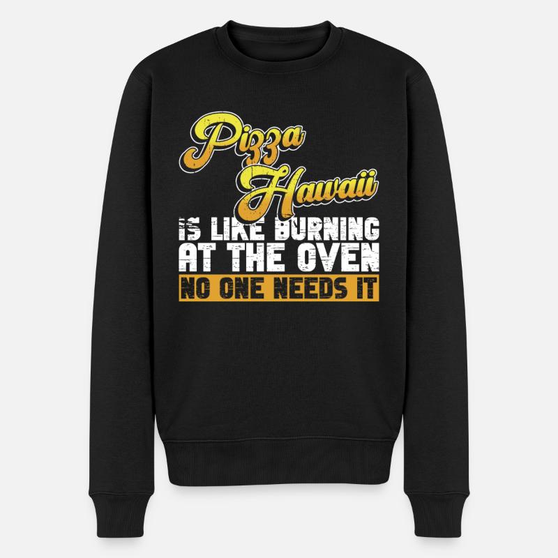Pizza Anti Pizza Hawaii Pizza - Männer Premium Bio Pullover - Schwarz