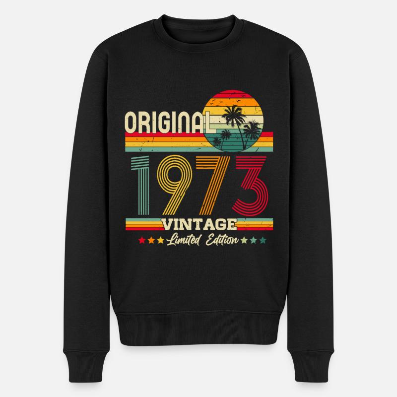 Original 1973 Vintage Geburtstag Geschenk Retro - Männer Premium Bio Pullover - Schwarz