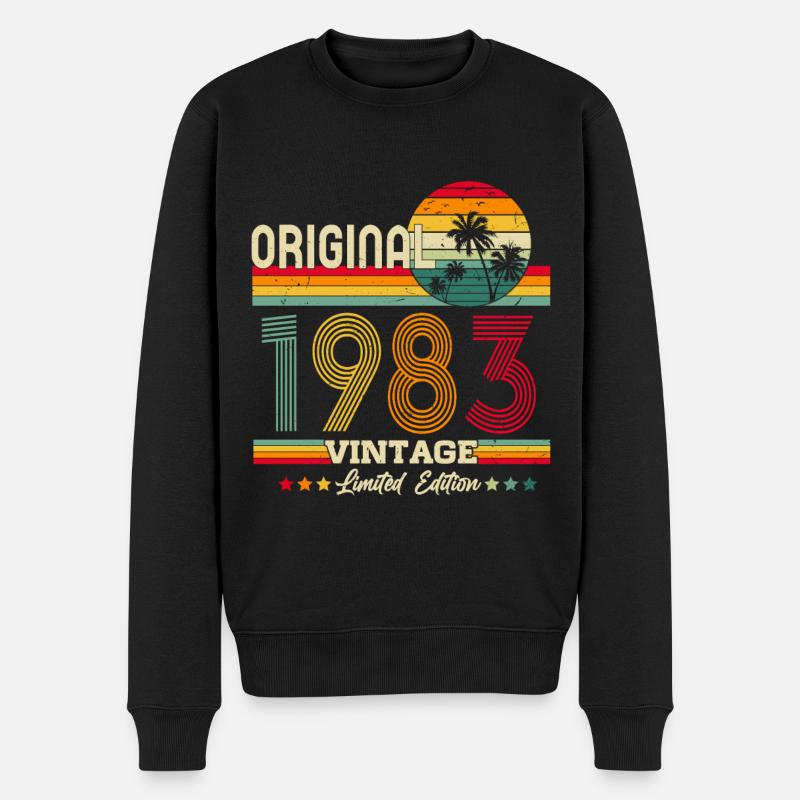 Original 1983 Vintage Geburtstag Geschenk Retro - Männer Premium Bio Pullover - Schwarz