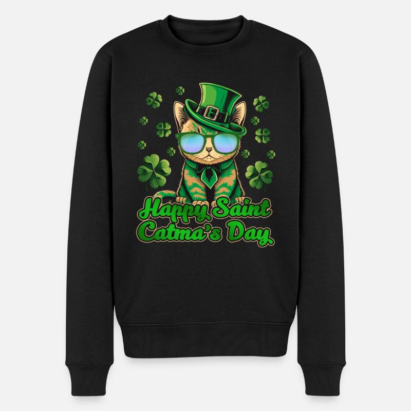 Bonne Saint-Catmas Chats Saint-Patrick - Pull Premium bio Homme - noir