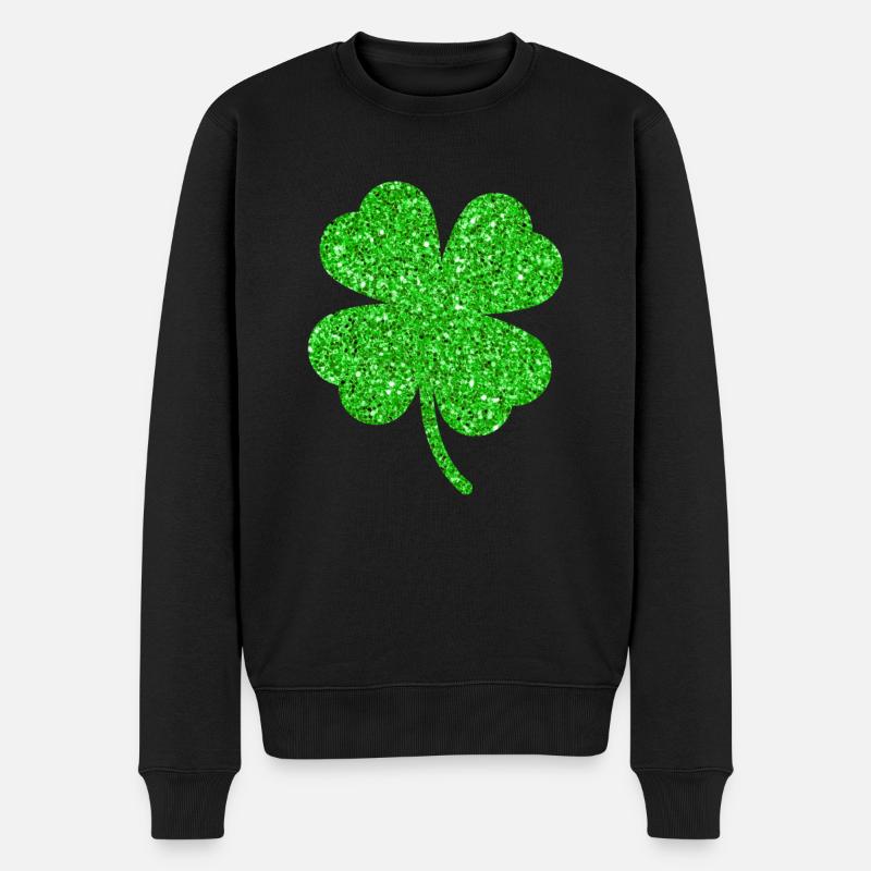 Irische Kleeblätter St. Patrick’s Day - Männer Premium Bio Pullover - Schwarz