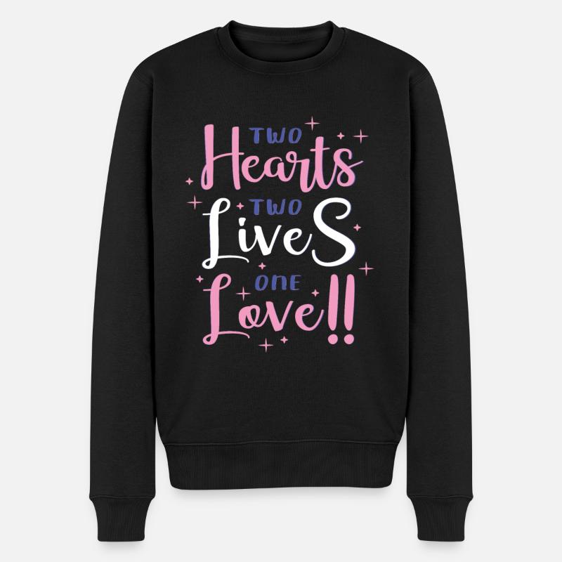Zwei Herzen, zwei Leben, eine Liebe - Männer Premium Bio Pullover - Schwarz