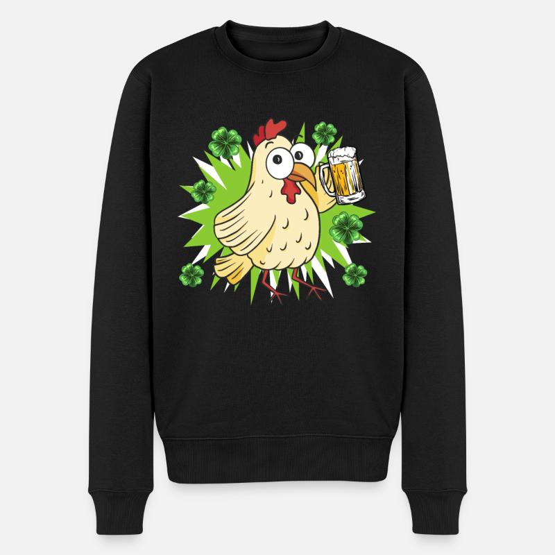 St. Patrick’s Day Huhn - Männer Premium Bio Pullover - Schwarz
