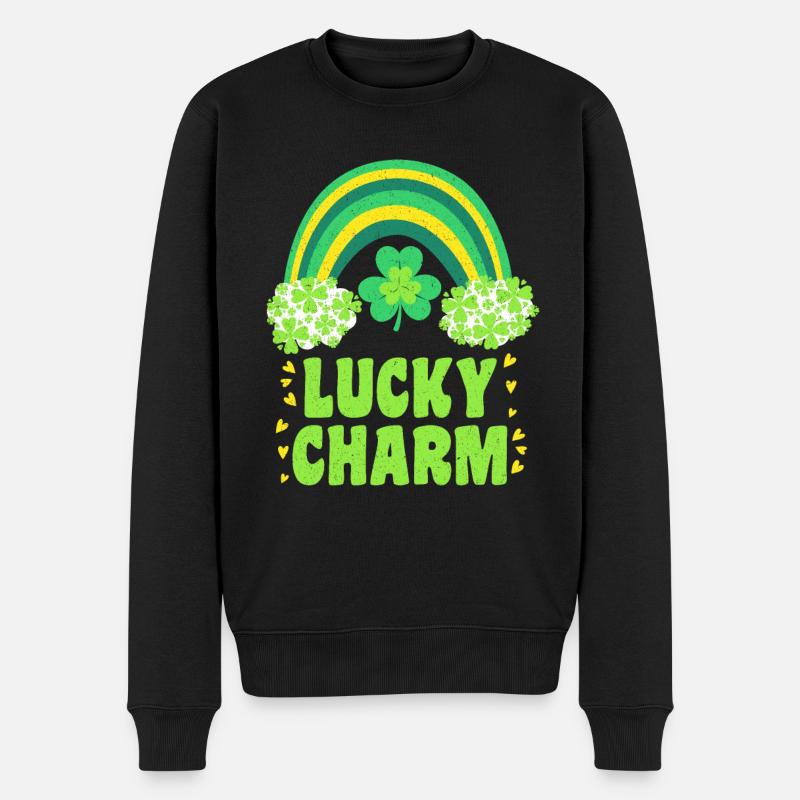 Lucky Charm Glücksbringer Regenbogen - Männer Premium Bio Pullover - Schwarz