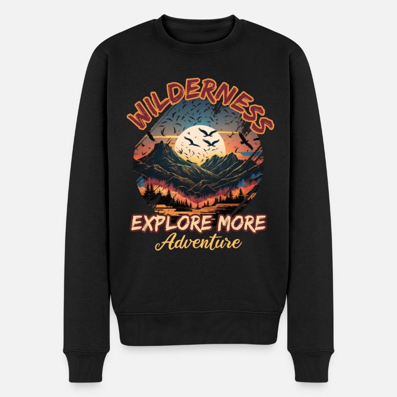 Wildnis Abenteuer Entdecken - Männer Premium Bio Pullover - Schwarz