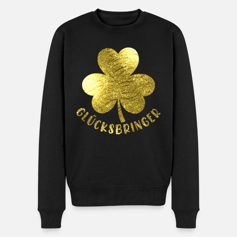 Porte-bonheur feuille de trèfle - Pull Premium bio Homme - noir