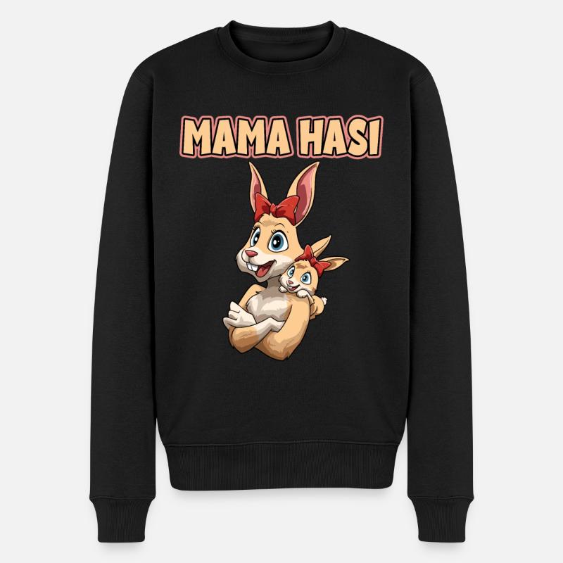 Mama Hasi für Mutti - Männer Premium Bio Pullover - Schwarz