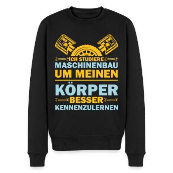 Maschinenbau= Körperkunde - Männer Premium Bio Pullover - Schwarz - Vorne - Nico (187cm)