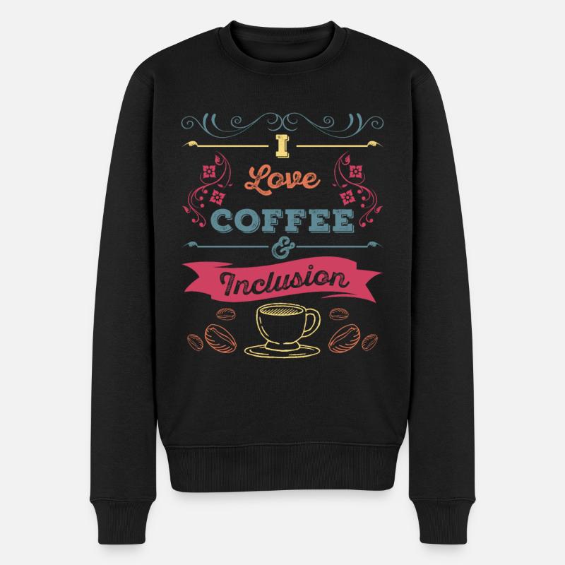 J’aime le café et l’inclusion - Pull Premium bio Homme - noir