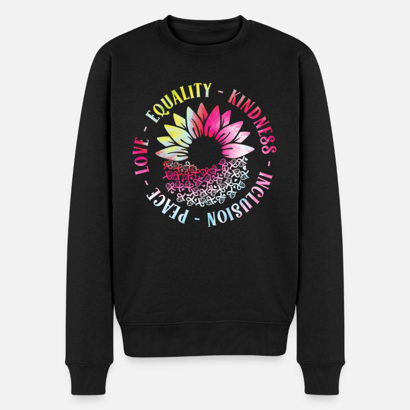 Inklusion Liebe Frieden Freundlichkeit - Männer Premium Bio Pullover - Schwarz