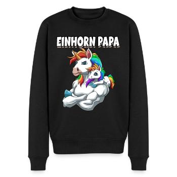 Starkes Einhorn Vater mit Einhorn Kind für - Männer Premium Bio Pullover - Schwarz - Vorne - Nico (187cm)