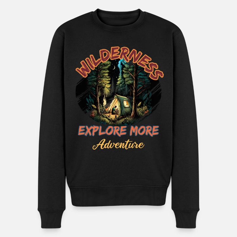 Wildnis Abenteuer Entdecken Zelten - Männer Premium Bio Pullover - Schwarz