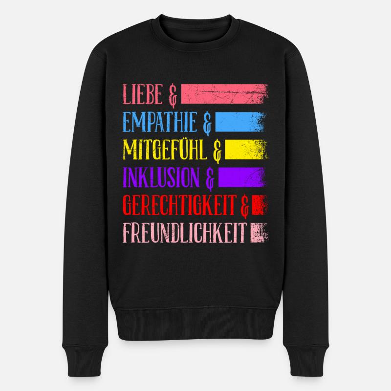 Inklusion Gleichheit Freundlichkeit Akzeptanz - Männer Premium Bio Pullover - Schwarz