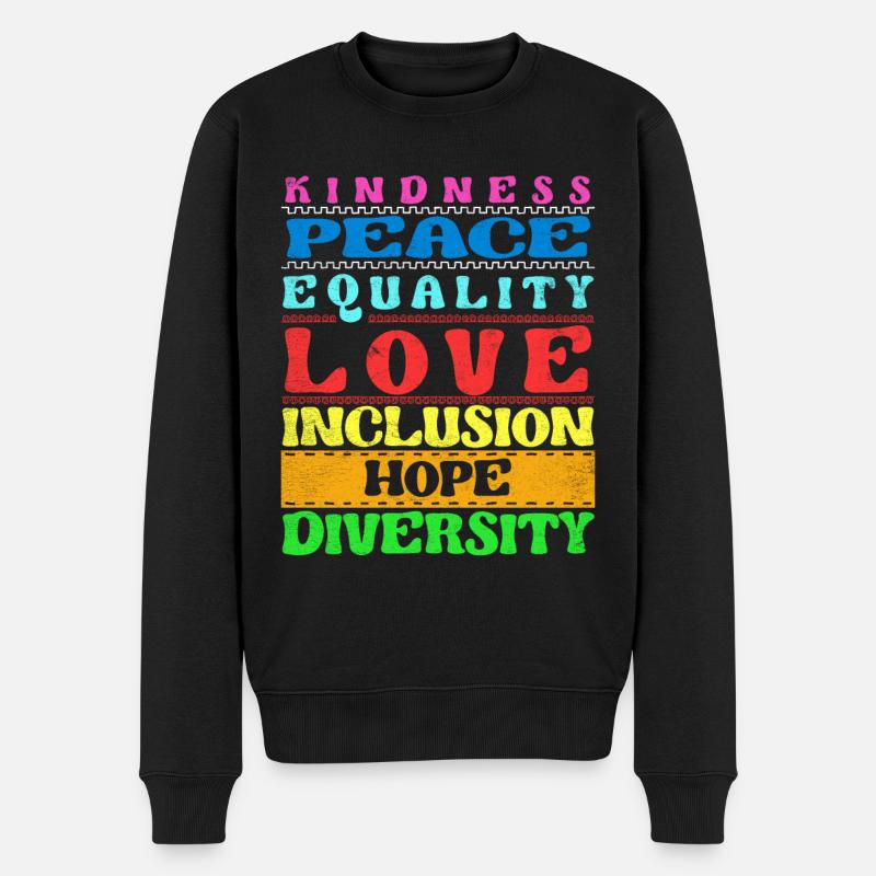 Inklusion Freundlichkeit Frieden Liebe Vielfalt - Männer Premium Bio Pullover - Schwarz