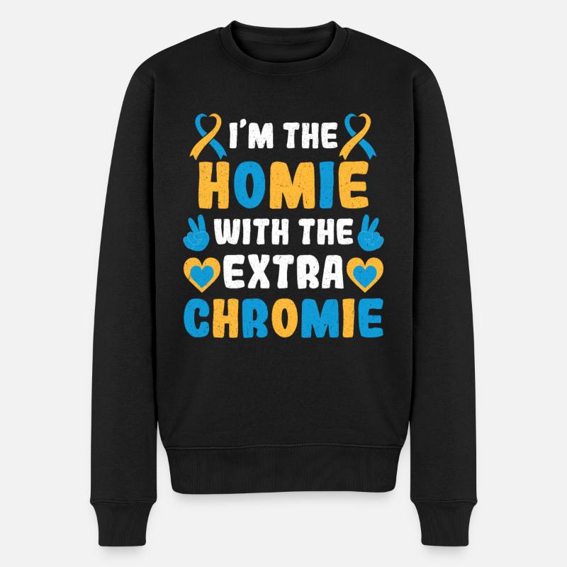 Down Syndrom extra Chromosom Trisomie 21 - Männer Premium Bio Pullover - Schwarz