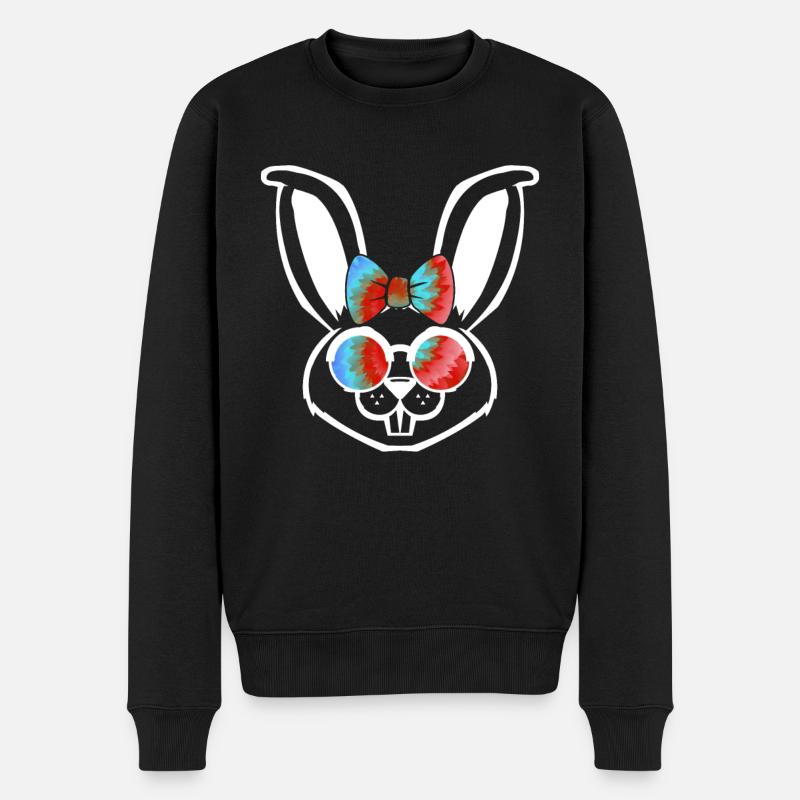 Hasengesicht Cooler Osterhase mit Brille - Männer Premium Bio Pullover - Schwarz