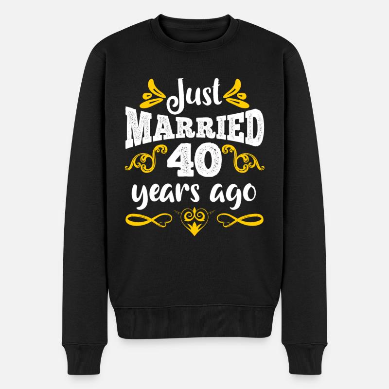 Just married 40 Jahre verheiratet - Männer Premium Bio Pullover - Schwarz