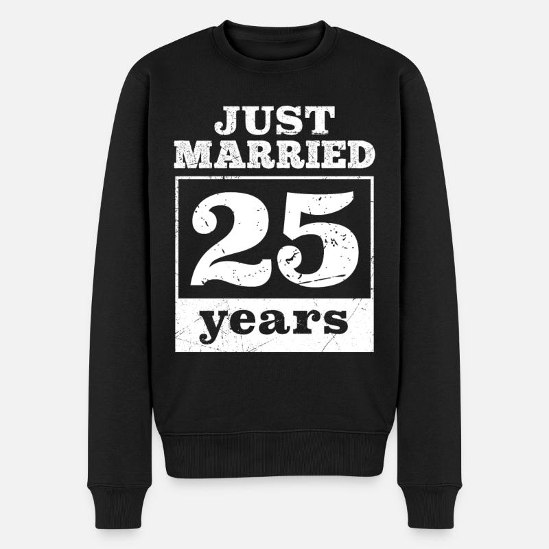 Just married 25 years Silberhochzeit - Männer Premium Bio Pullover - Schwarz