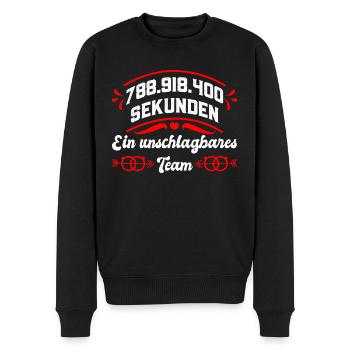 25 Jahre unschlagbares Team Silberhochzeit - Männer Premium Bio Pullover - Schwarz - Vorne - Nico (187cm)