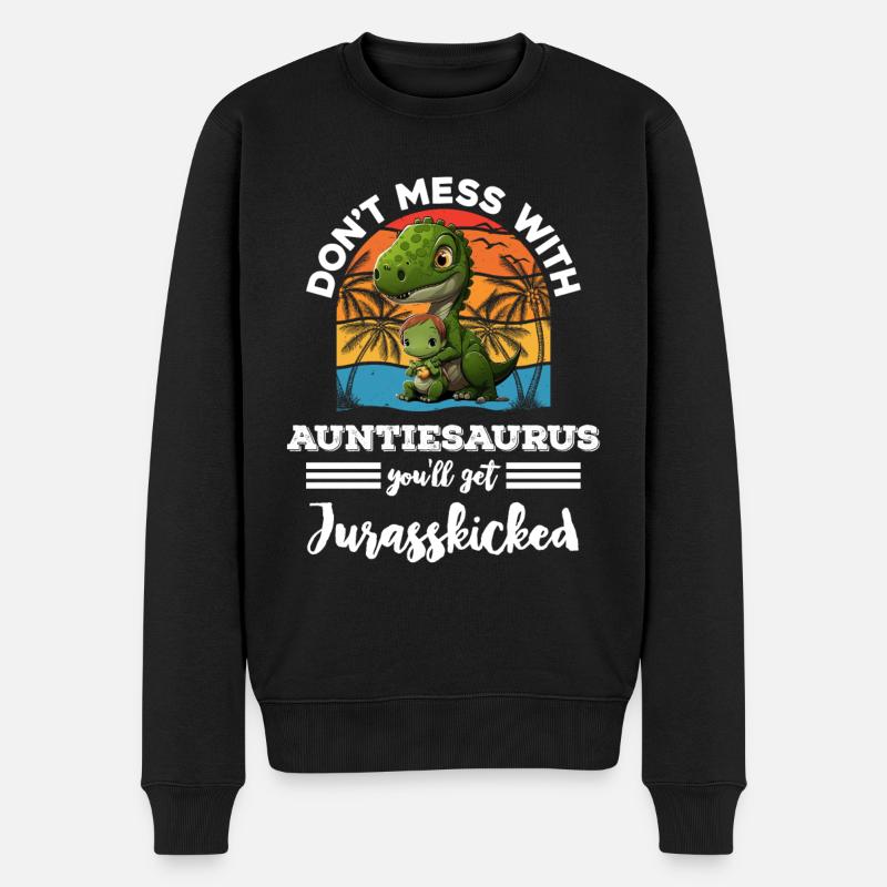 Tantesaurus Muttertag Tanten Auntiesaurus - Männer Premium Bio Pullover - Schwarz