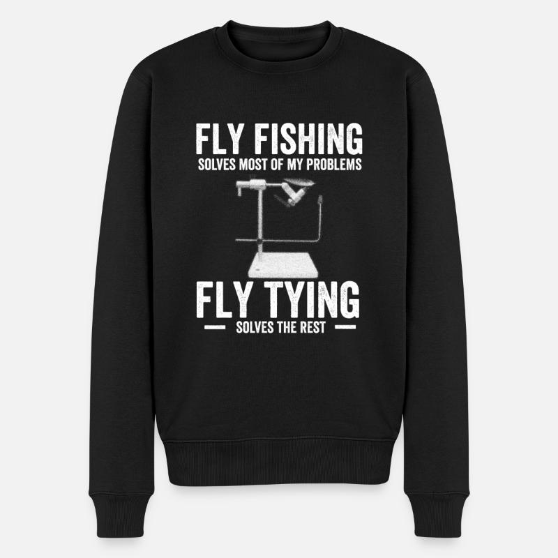 Fliegenfischer Design Für Bachforelle - Männer Premium Bio Pullover - Schwarz