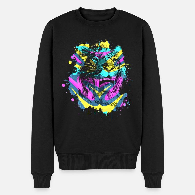 Säbelzahntiger - Männer Premium Bio Pullover - Schwarz
