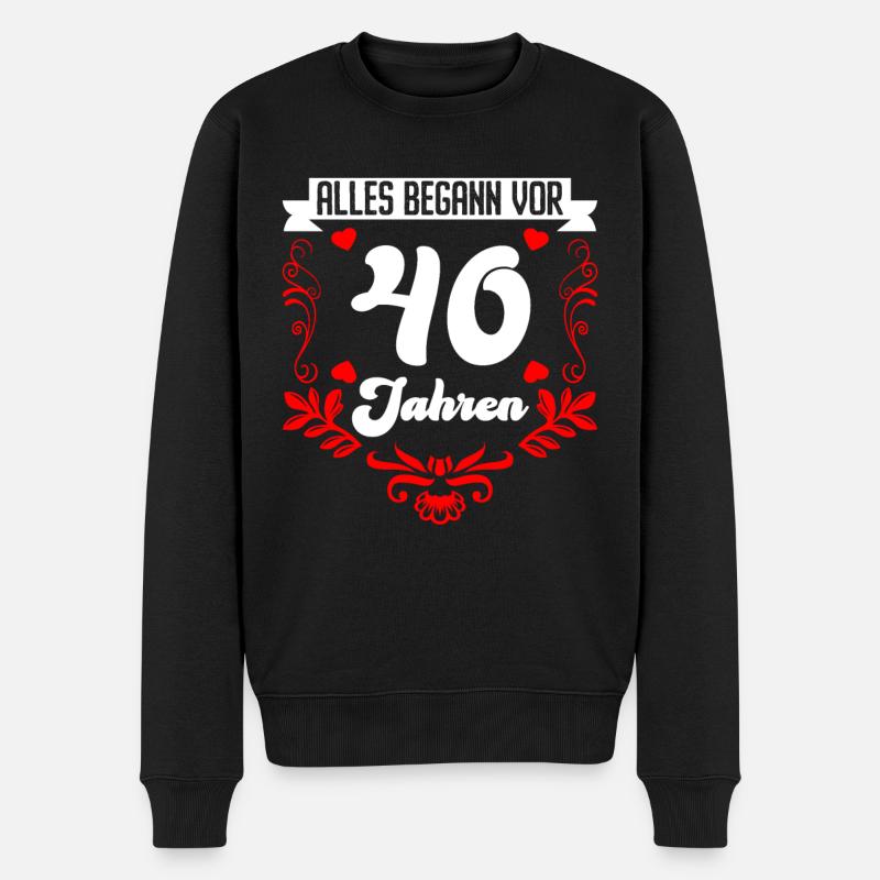 Alles begann vor 40 Jahren Rubinhochzeit - Männer Premium Bio Pullover - Schwarz