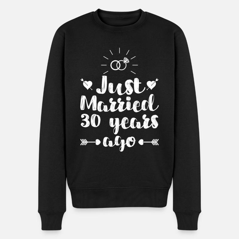 Just married 30 Jahre Perlenhochzeit - Männer Premium Bio Pullover - Schwarz
