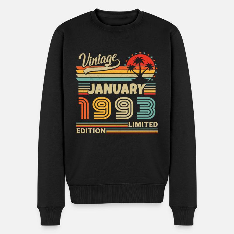 Janvier 1993 Vintage Rétro Cadeau D'anniversaire - Pull Premium bio Homme - noir