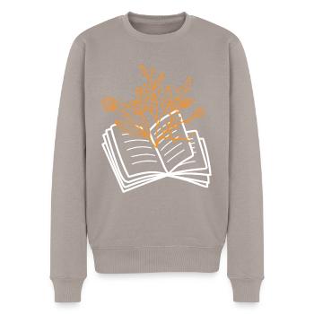Amateurs de livres Buchblume Amateurs de lecture - Pull Premium bio Homme - taupe - Devant - Nico (187cm)