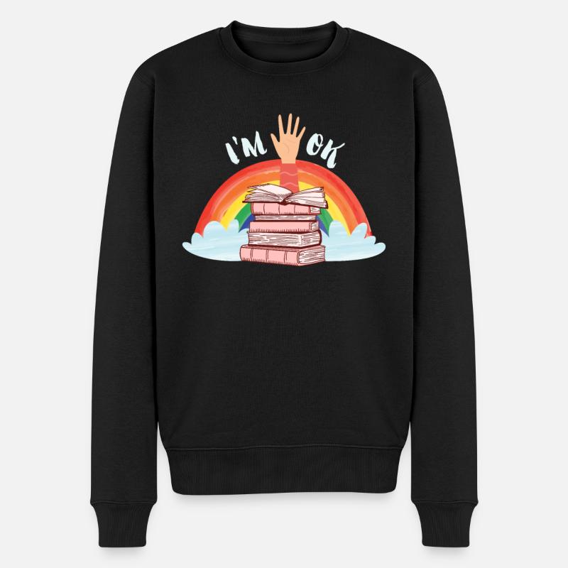 Buchliebhaber I´m Ok with Books Lesefreunde - Männer Premium Bio Pullover - Schwarz