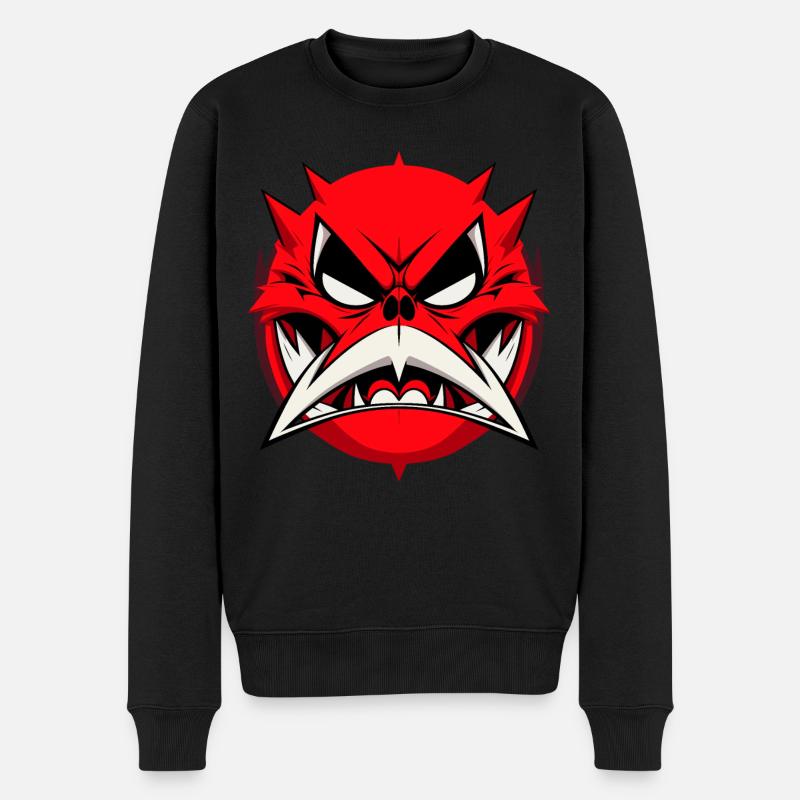 Abstraktes Böses Gesicht - Männer Premium Bio Pullover - Schwarz