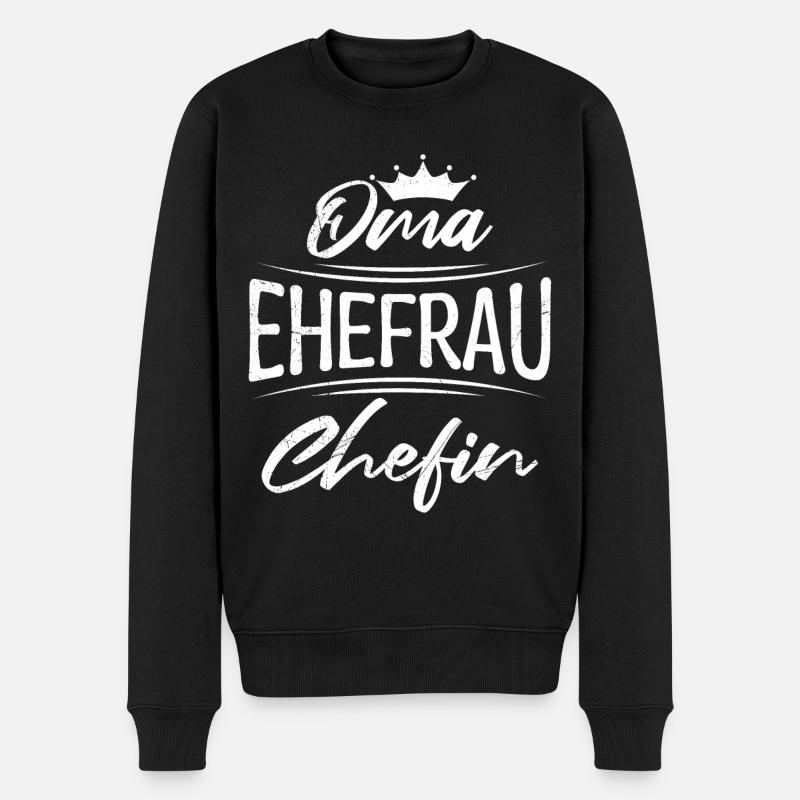 Oma Ehefrau und Chefin Muttertag super Oma - Männer Premium Bio Pullover - Schwarz
