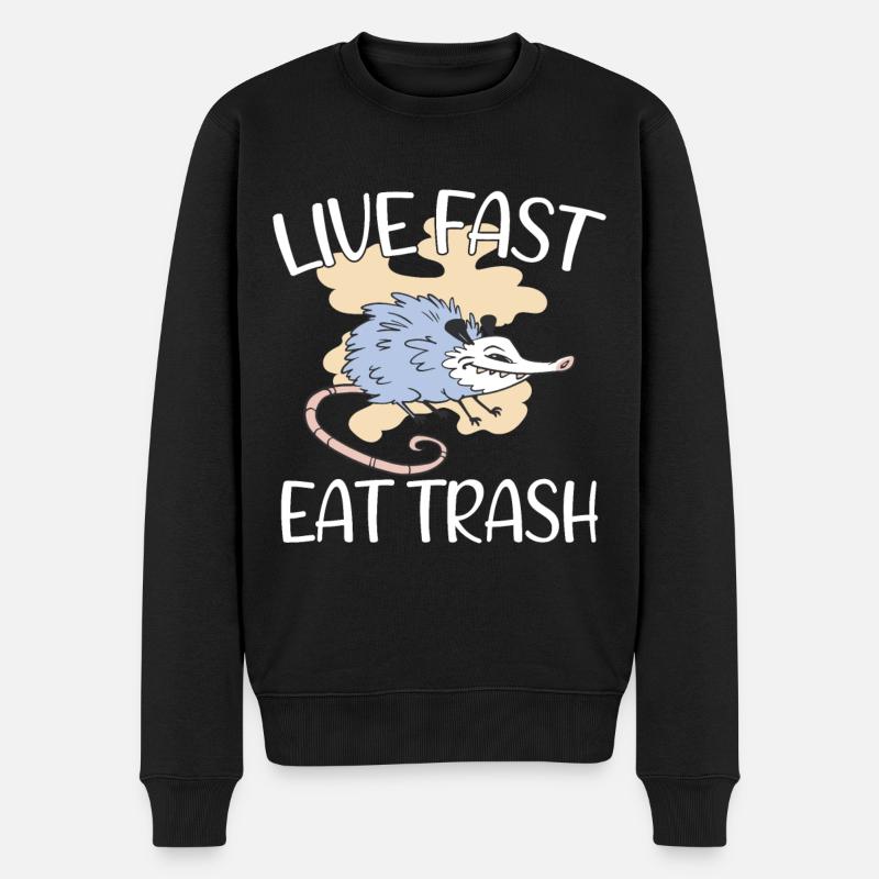 Opossum Trash Opossum Retro - Männer Premium Bio Pullover - Schwarz