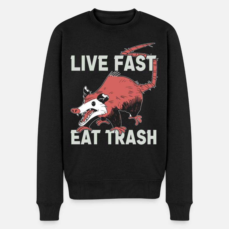 Opossum Trash Opossum Retro - Männer Premium Bio Pullover - Schwarz
