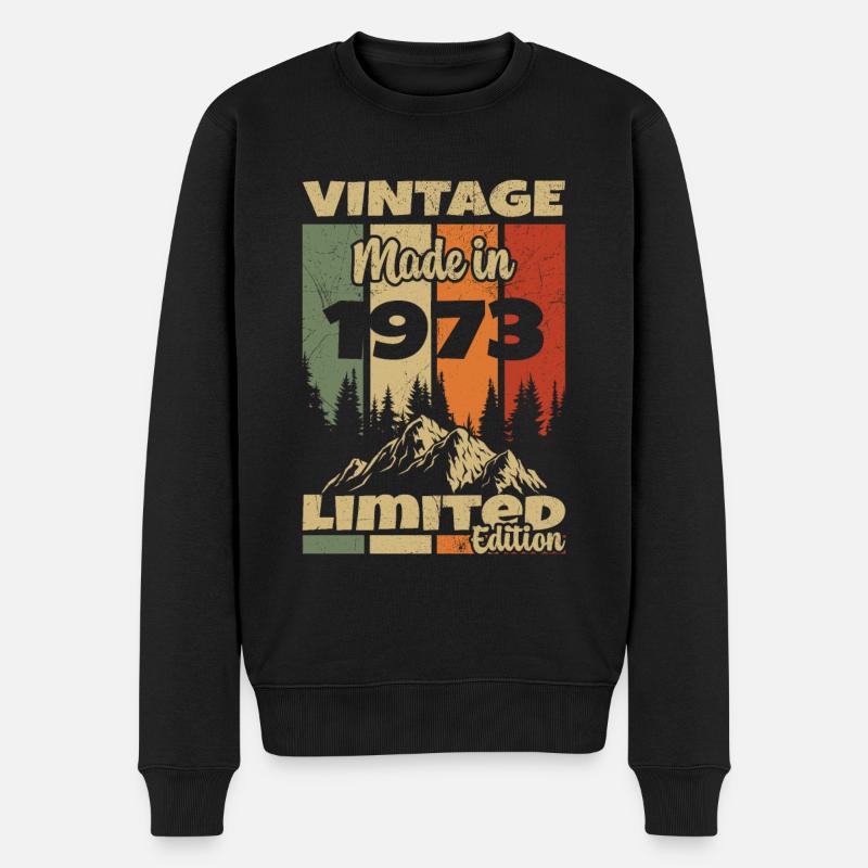 Vintage Retro 1973 Geburtstagsgeschenk - Männer Premium Bio Pullover - Schwarz