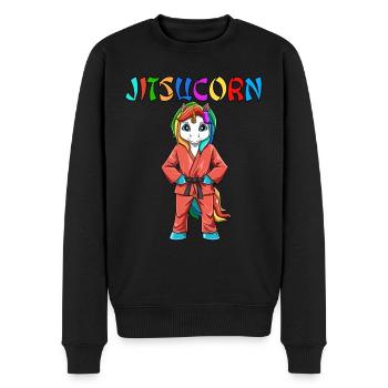 Jitsucorn Einhorn Judo Kampfsportart - Männer Premium Bio Pullover - Schwarz - Vorne - Nico (187cm)