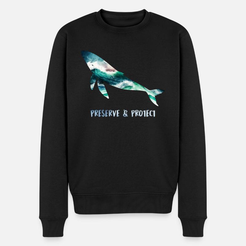 Rettet die Wale Artenschutz und Tierschutz - Männer Premium Bio Pullover - Schwarz