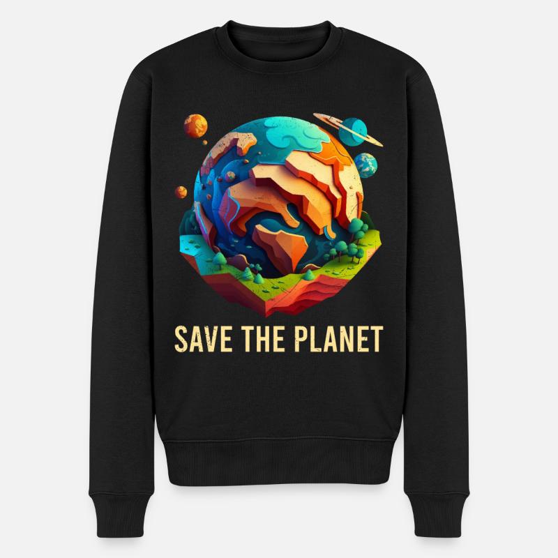 Rette unseren Planeten Umweltschützer Klimaschutz - Männer Premium Bio Pullover - Schwarz