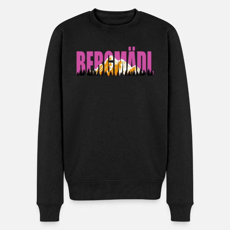 Bergfan Bergmädl Bergsteiger Wanderer klettern - Männer Premium Bio Pullover - Schwarz