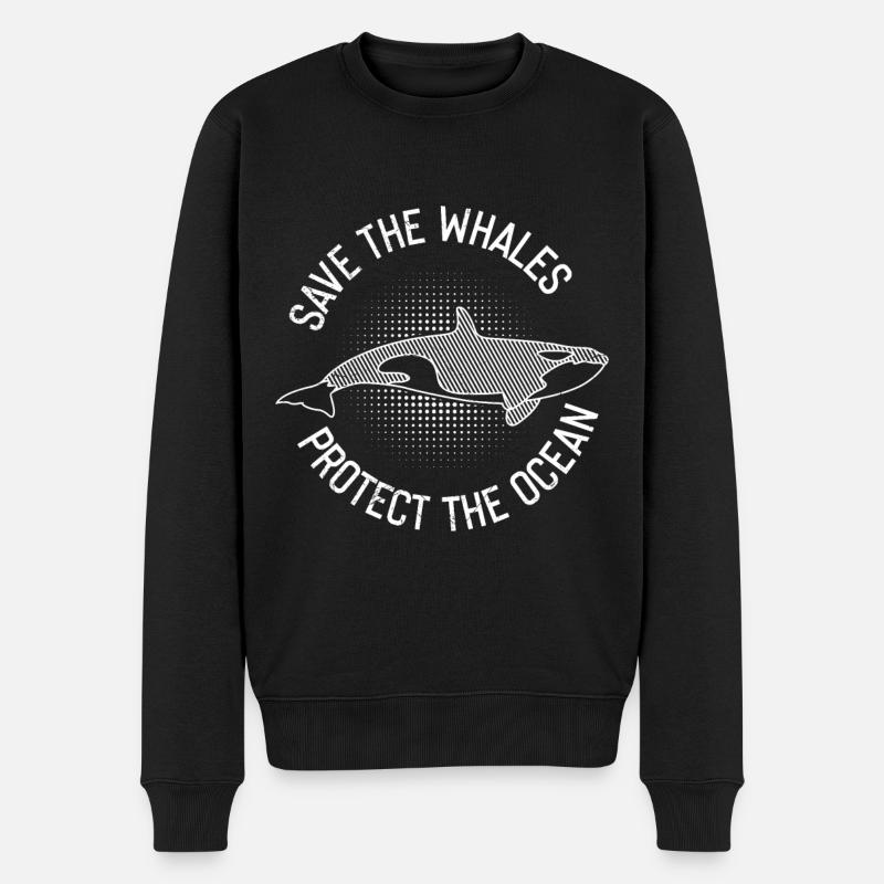 Save The Whales Umweltschützer Wale - Männer Premium Bio Pullover - Schwarz