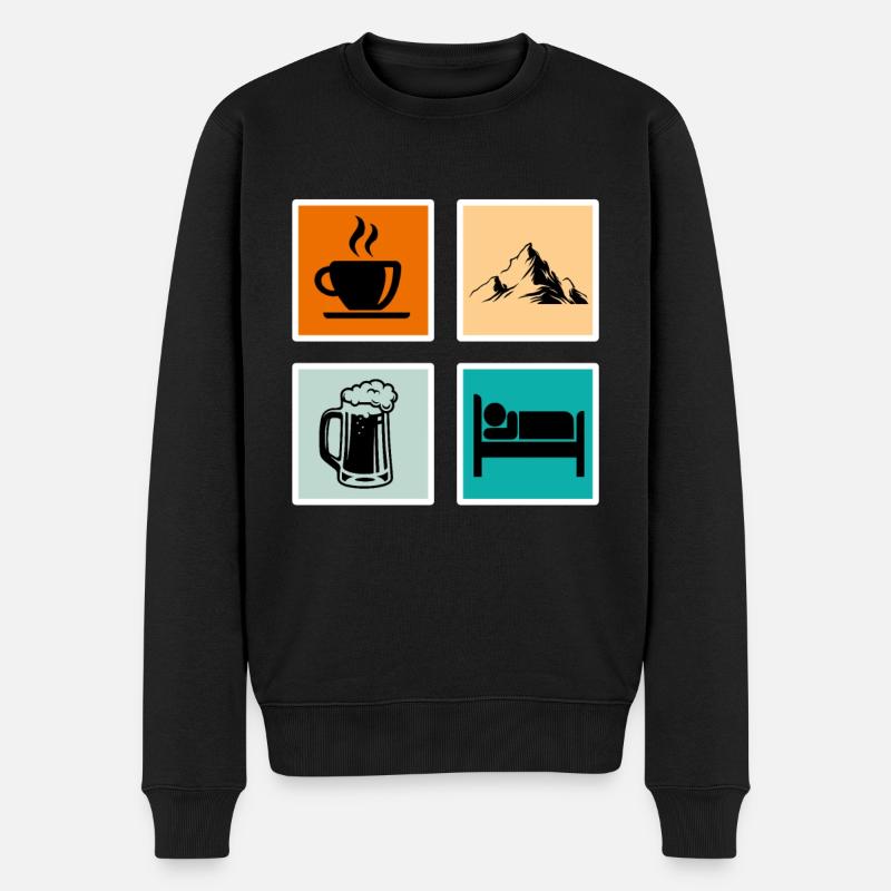 Bergfan Kaffeelover Bierfan Summit Wanderer - Männer Premium Bio Pullover - Schwarz