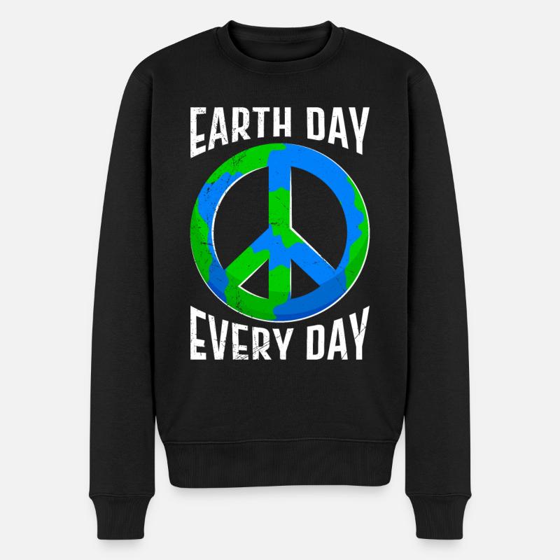 Earth Day Spruch: Earth Day Every Day - Männer Premium Bio Pullover - Schwarz