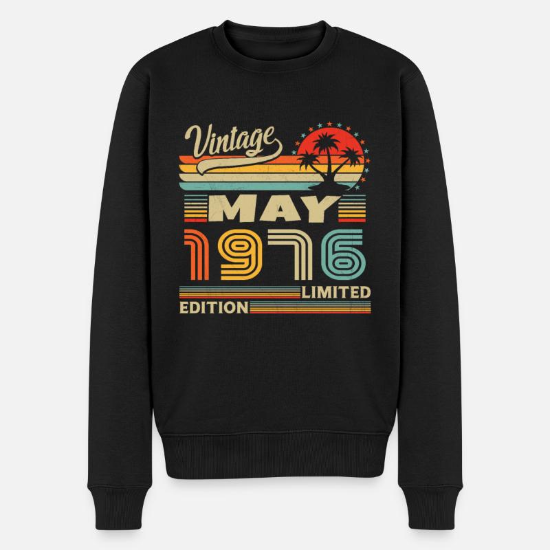 Jahrgang geboren im Mai 1976 Geburtstagsgeschenk - Männer Premium Bio Pullover - Schwarz