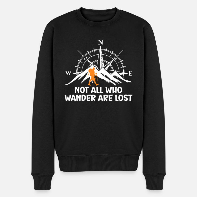 Wanderer lustig Bergsteiger Hiking - Männer Premium Bio Pullover - Schwarz